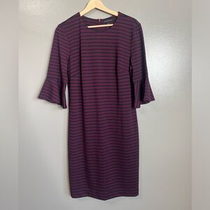 Banana Republic Factory striped dress career wear office preppy modest size 14